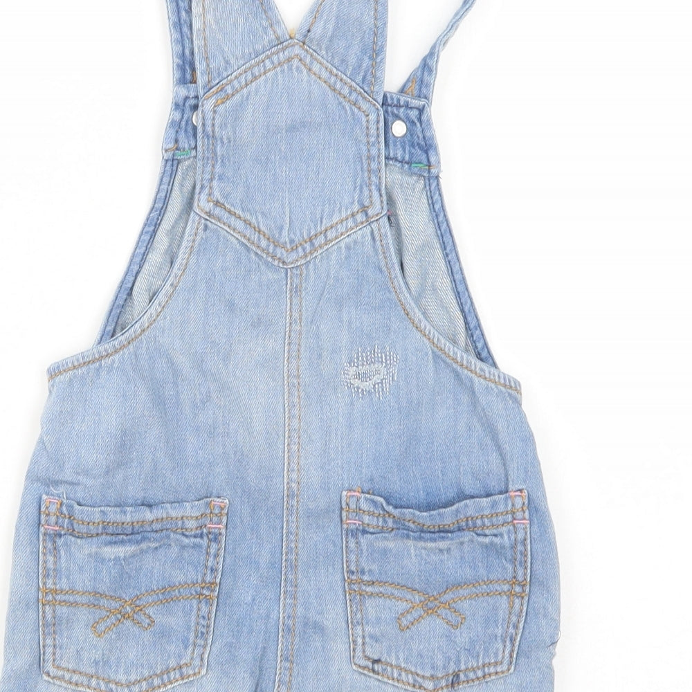 NEXT Girls Blue  Cotton Dungarees Trousers Size 3-4 Years  Regular Button