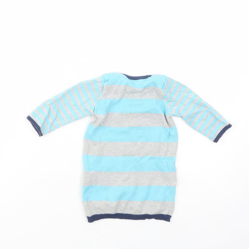 Marks and Spencer Baby Grey Striped Cotton Tunic Jumper Size 3-6 Months  Pullover