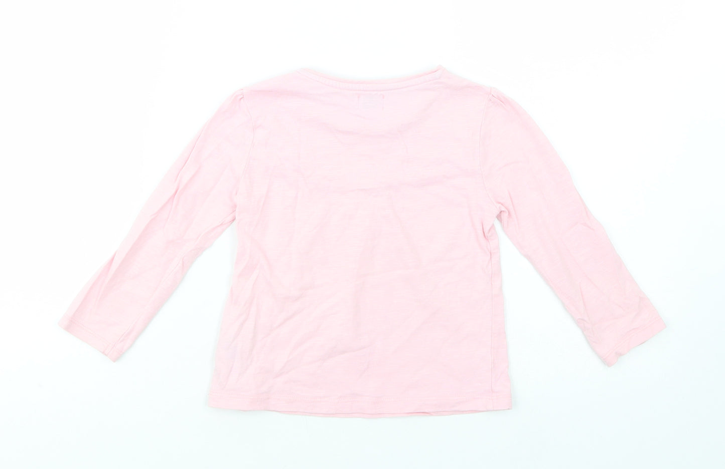 F&F Girls Pink  Cotton Basic T-Shirt Size 3-4 Years Crew Neck Pullover