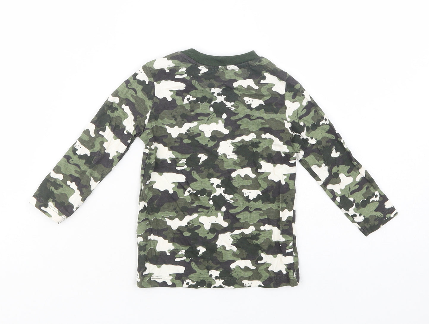 Dunnes Stores Baby Green Camouflage Cotton Pullover T-Shirt Size 6-9 Months Crew Neck Pullover