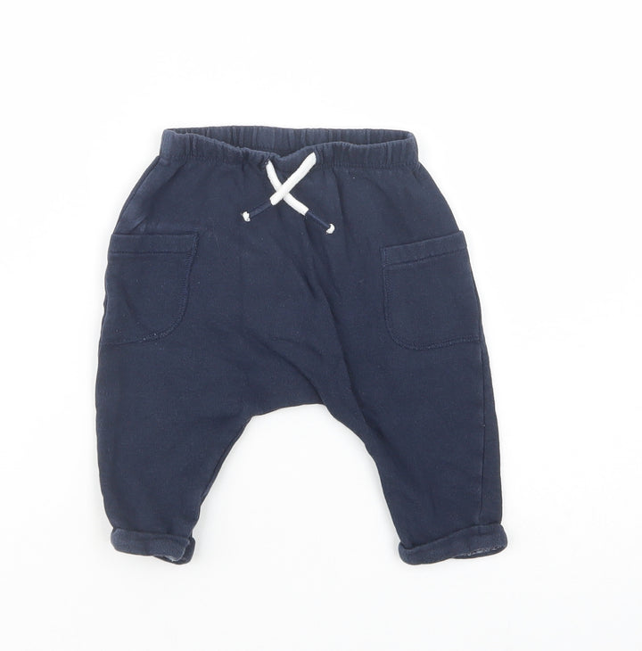 NEXT Baby Blue Cotton Jogger Trousers Size 6-9 Months