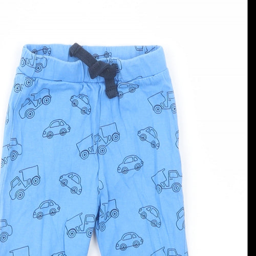 Peacocks Baby Blue Geometric Cotton Jogger Leggings Size 6-9 Months  Drawstring - Car Print