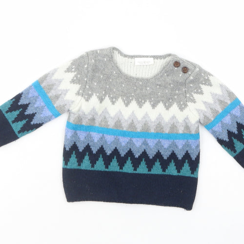 NEXT Baby Multicoloured Geometric Acrylic Pullover Jumper Size 3-6 Months  Button