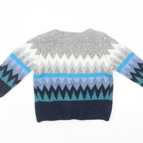NEXT Baby Multicoloured Geometric Acrylic Pullover Jumper Size 3-6 Months  Button