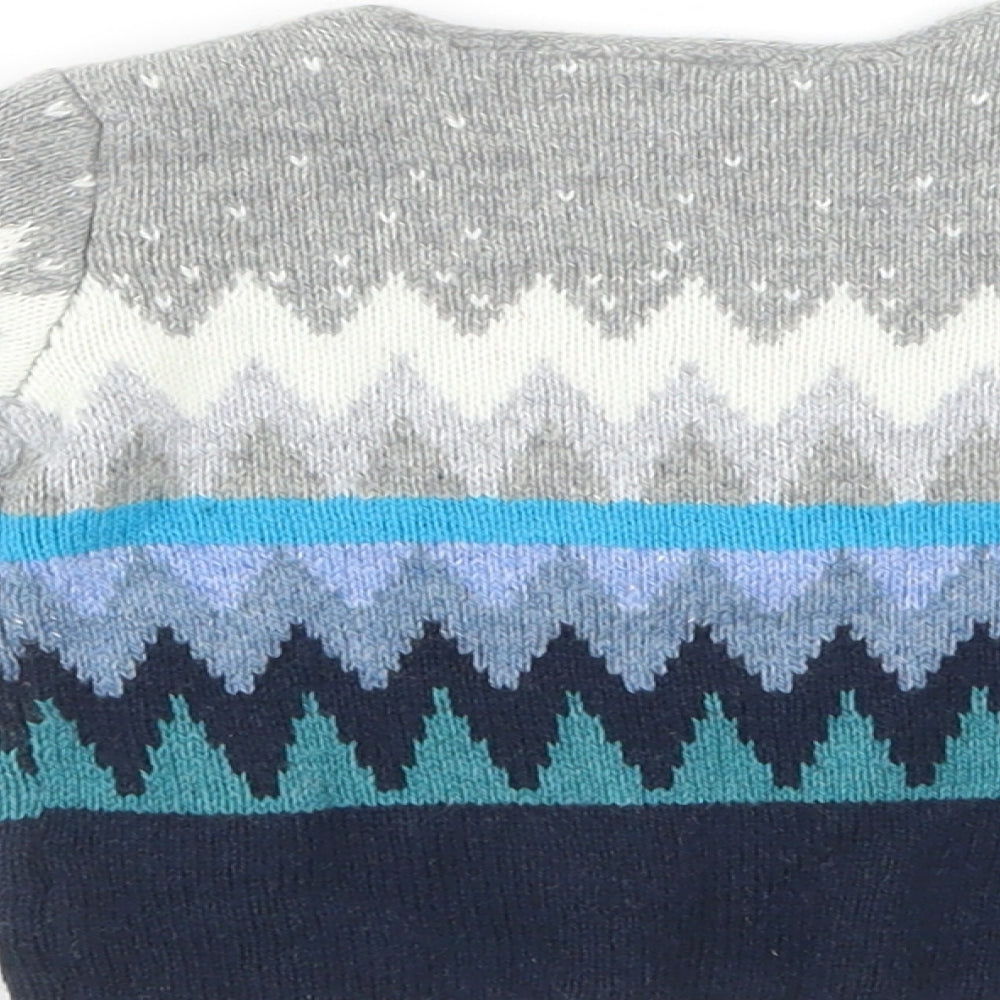 NEXT Baby Multicoloured Geometric Acrylic Pullover Jumper Size 3-6 Months  Button