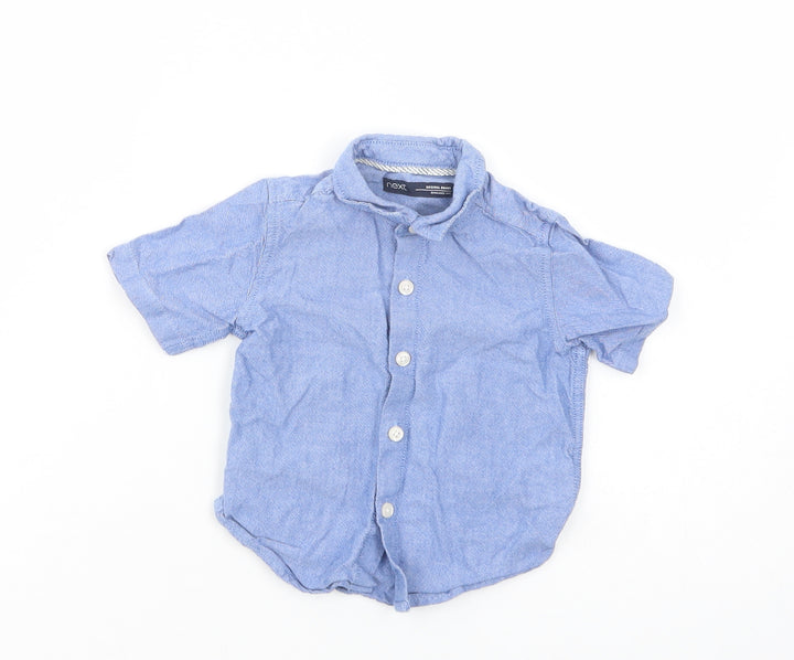 NEXT Baby Blue Cotton Basic Button-Up Size 6-9 Months Collared Button