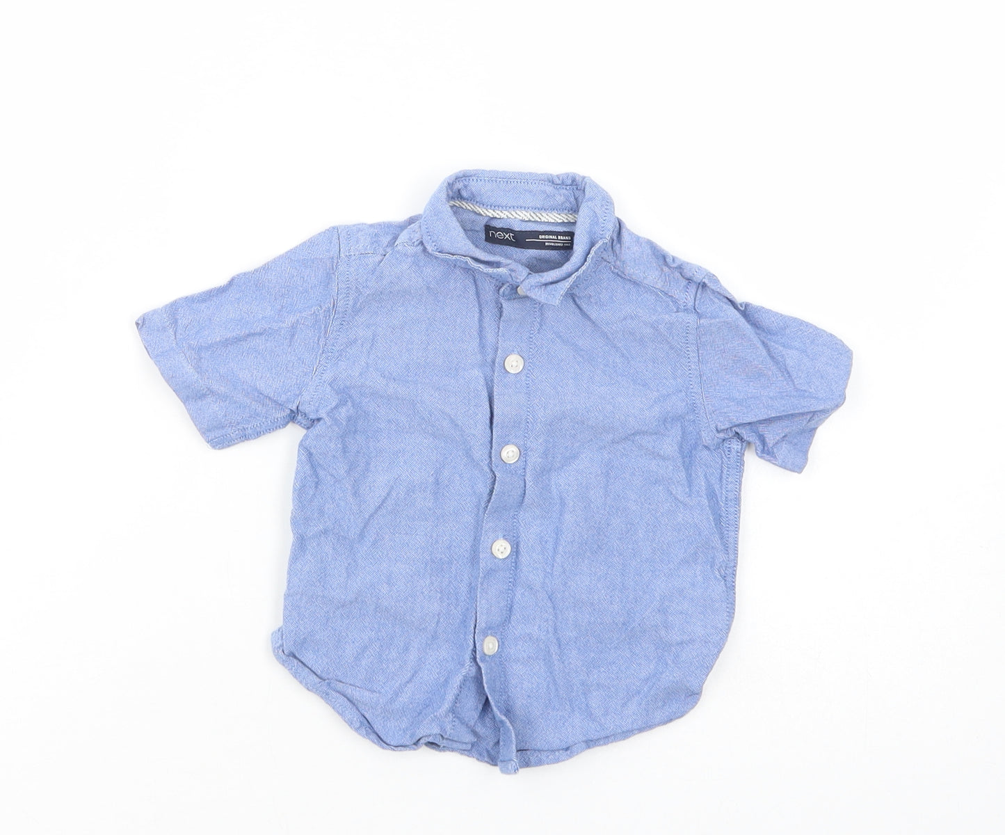 NEXT Baby Blue  Cotton Basic Button-Up Size 6-9 Months Collared Button