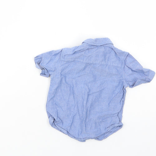 NEXT Baby Blue  Cotton Basic Button-Up Size 6-9 Months Collared Button