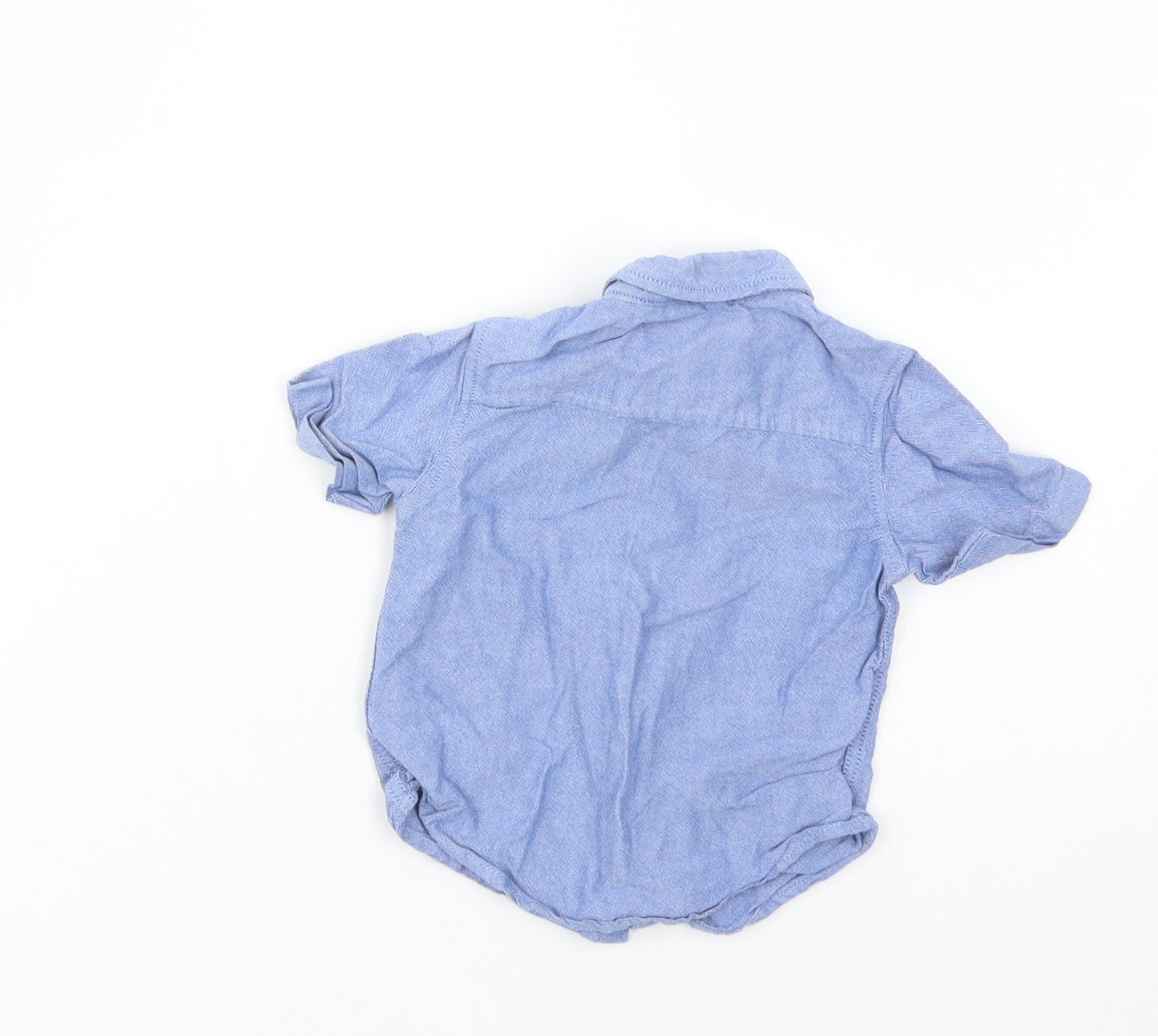 NEXT Baby Blue  Cotton Basic Button-Up Size 6-9 Months Collared Button