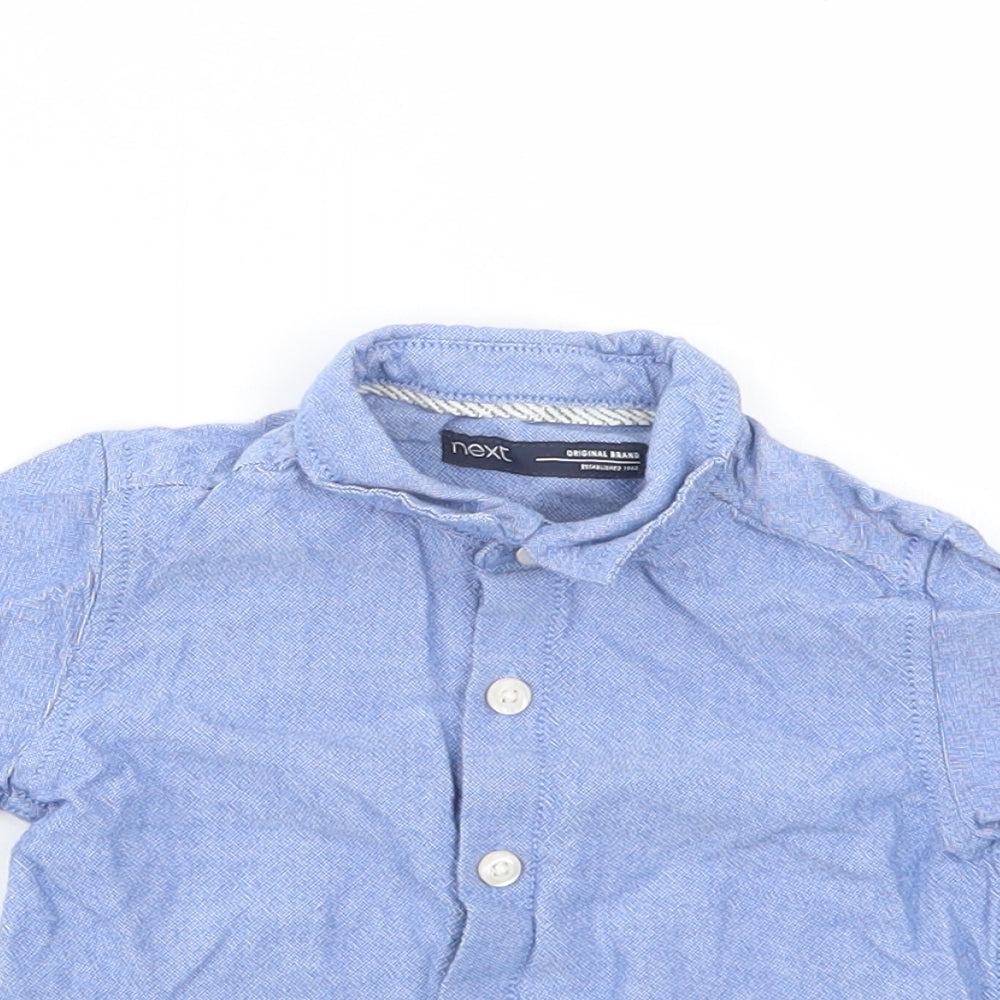 NEXT Baby Blue  Cotton Basic Button-Up Size 6-9 Months Collared Button