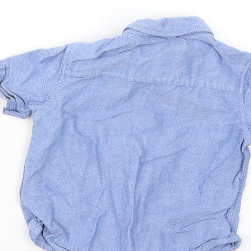 NEXT Baby Blue  Cotton Basic Button-Up Size 6-9 Months Collared Button