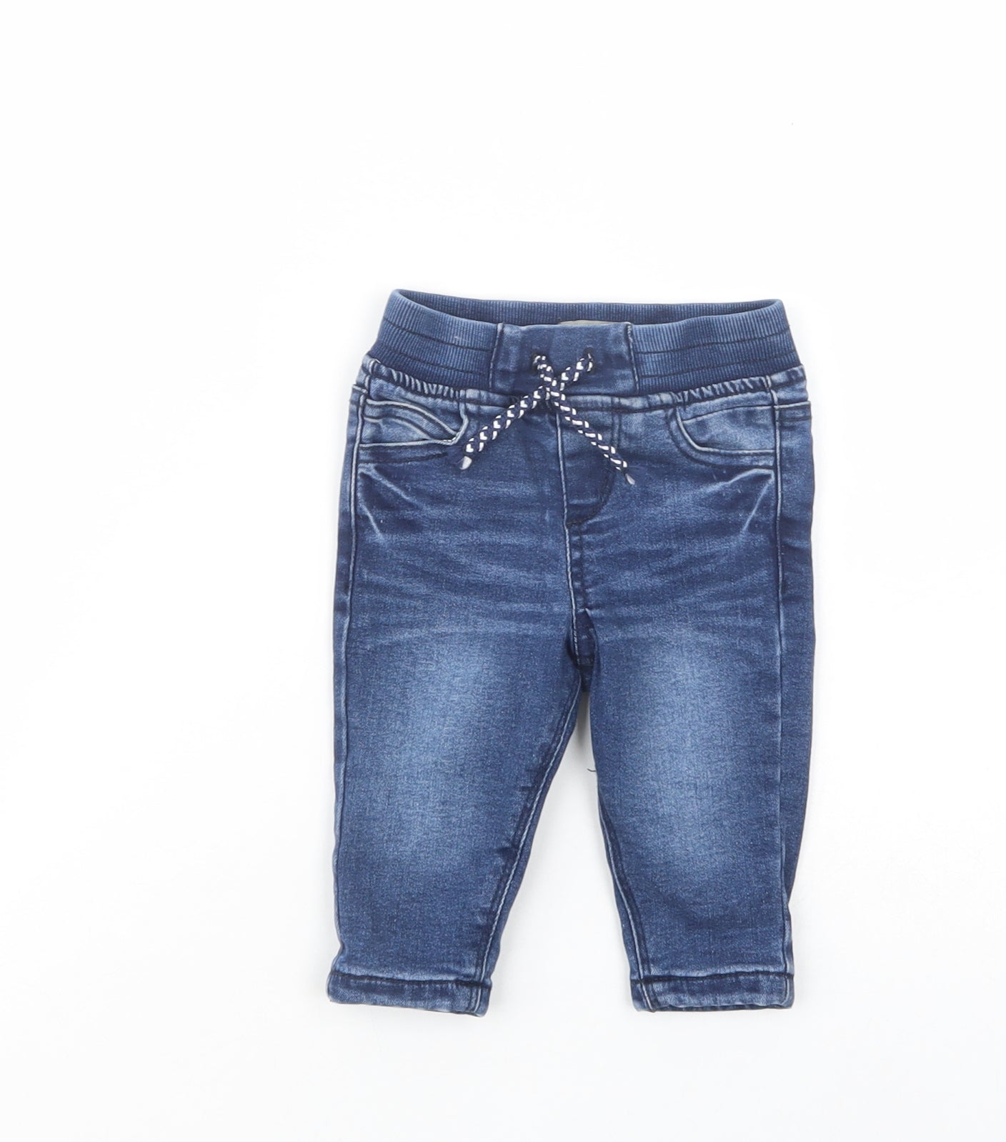 Primark Baby Blue  Cotton Jogger Jeans Size 3-6 Months  Drawstring