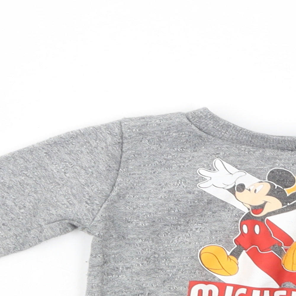 Primark Baby Grey  Polyester Pullover Jumper Size 6-9 Months  Snap - Mickey Mouse