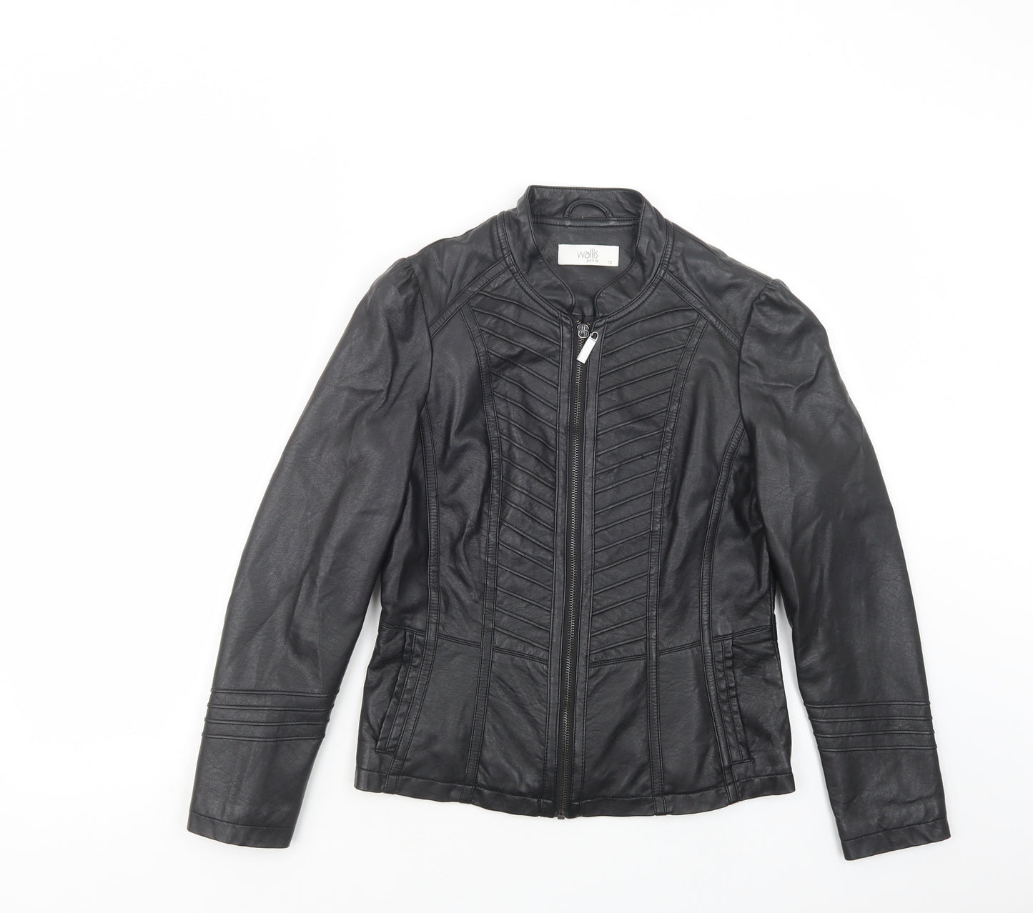 Wallis Womens Black   Biker Jacket Size 10  Zip