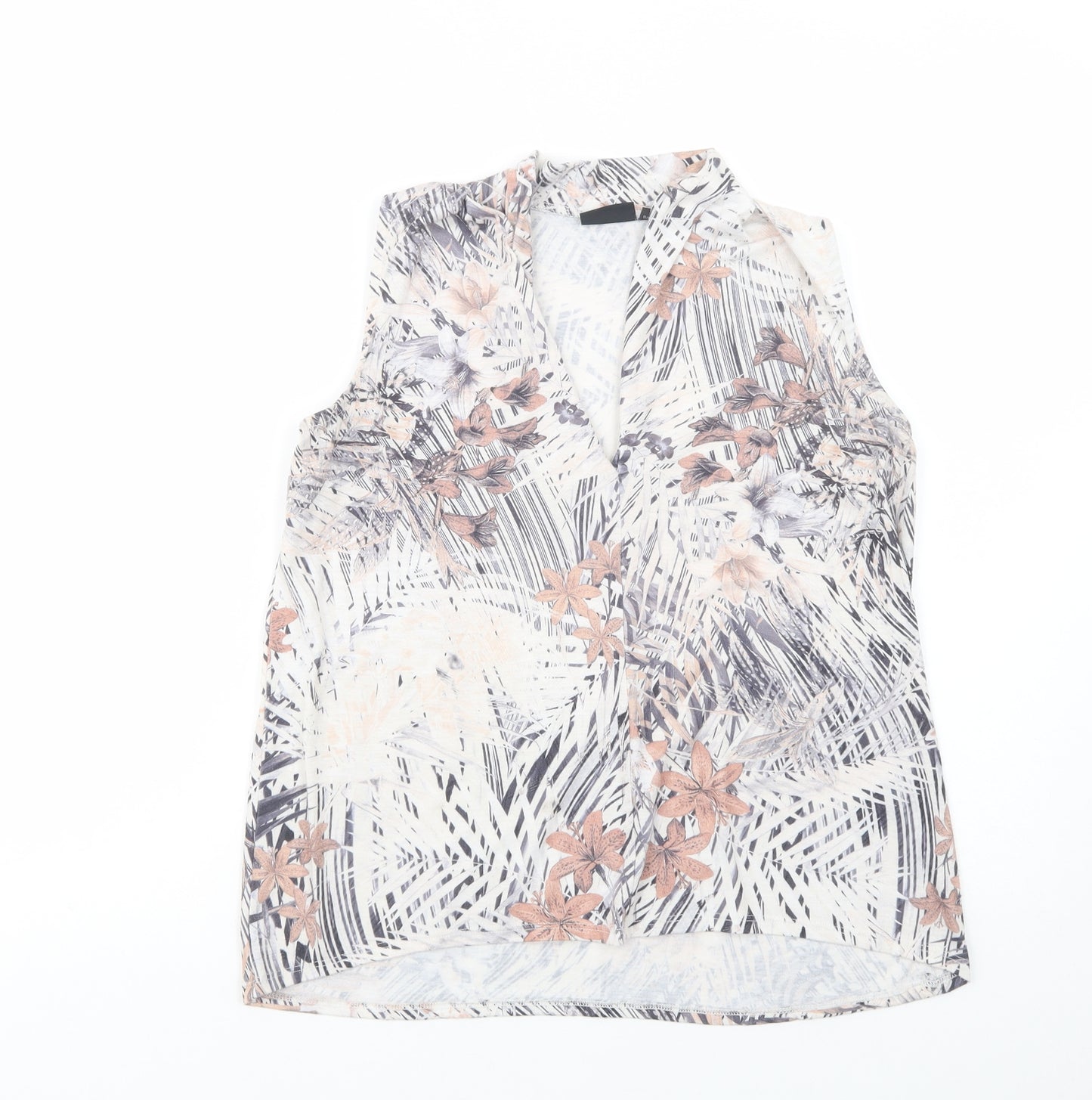 NEXT Womens Ivory Floral Polyester Basic Blouse Size 6 V-Neck