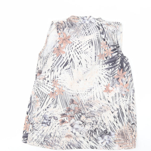 NEXT Womens Ivory Floral Polyester Basic Blouse Size 6 V-Neck