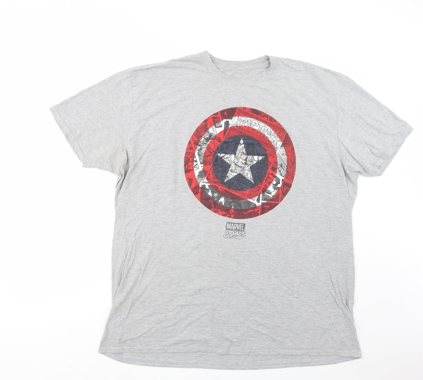 Marvel Mens Grey  Cotton  T-Shirt Size 2XL Crew Neck