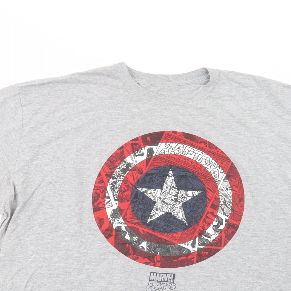 Marvel Mens Grey  Cotton  T-Shirt Size 2XL Crew Neck