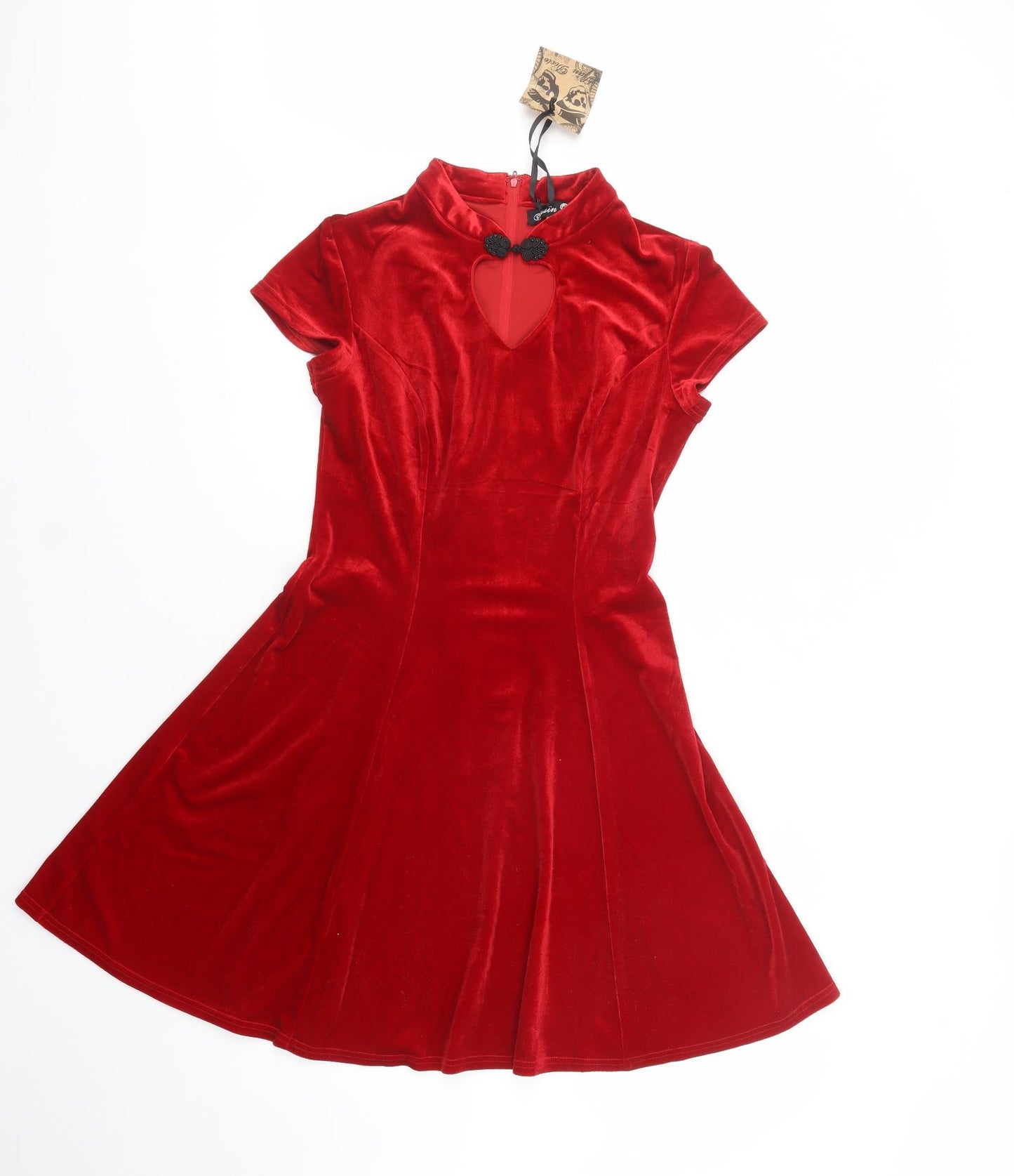Spin Doctor Womens Red  Polyester Skater Dress  Size S  Mock Neck Pullover
