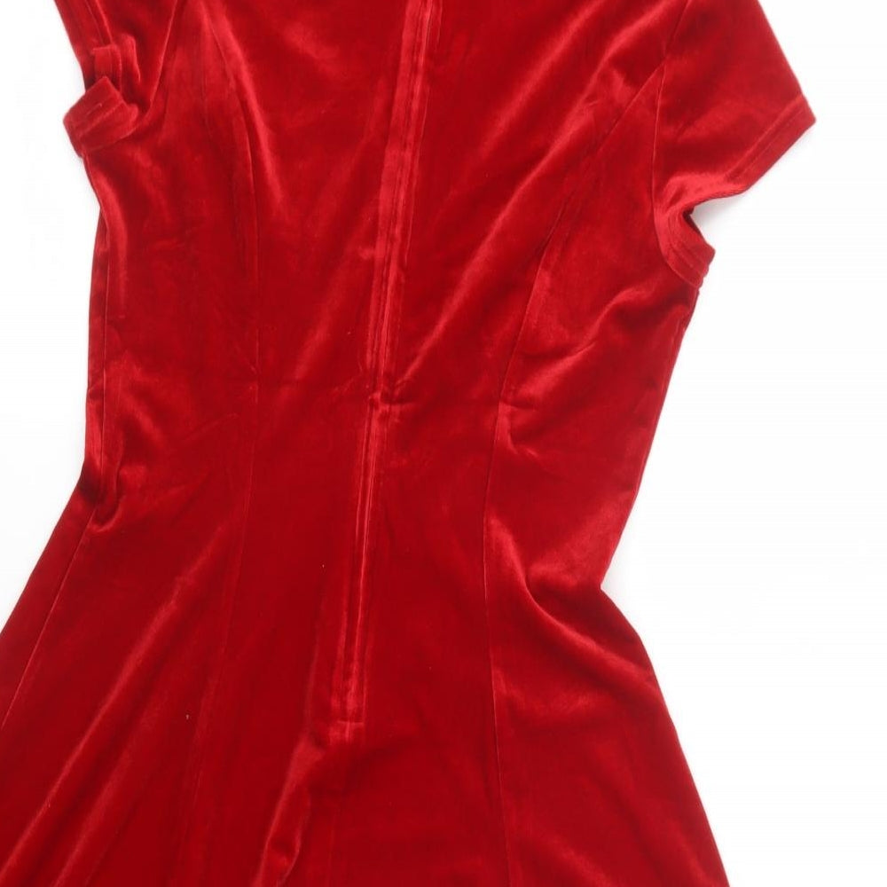 Spin Doctor Womens Red  Polyester Skater Dress  Size S  Mock Neck Pullover