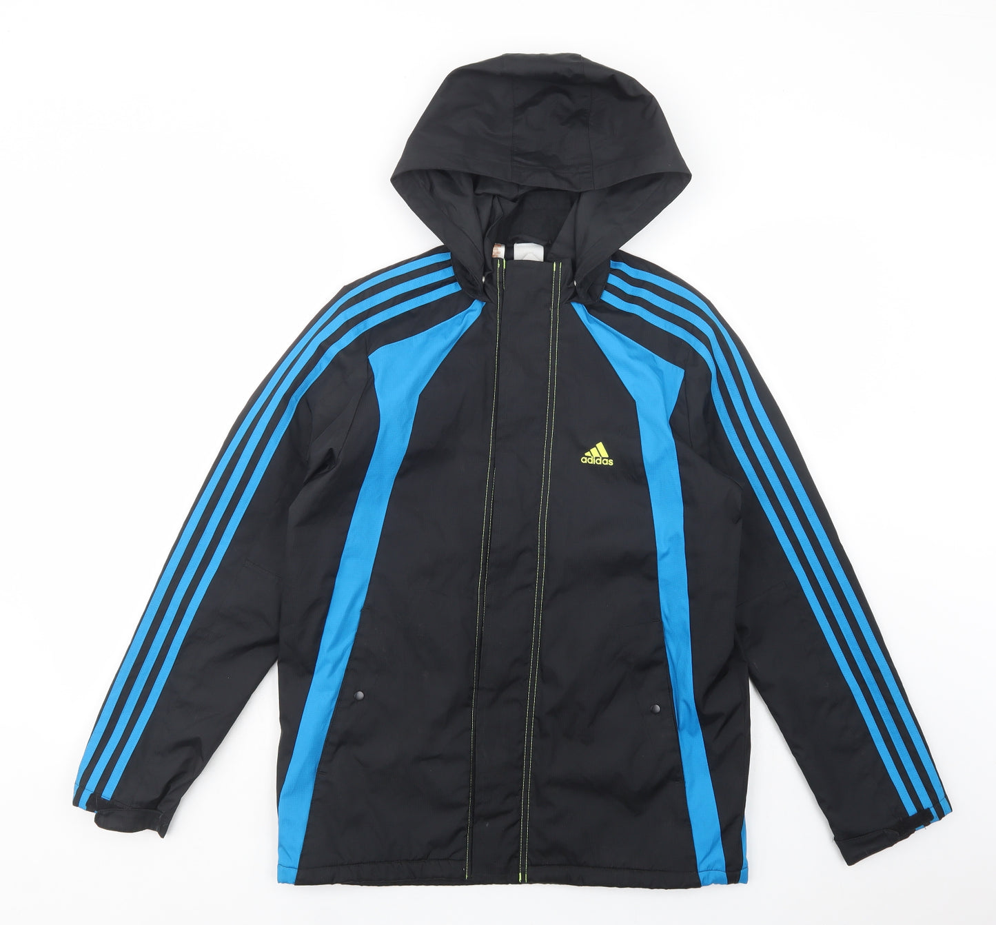 adidas Boys Black Colourblock  Windbreaker Jacket Size 13-14 Years  Zip