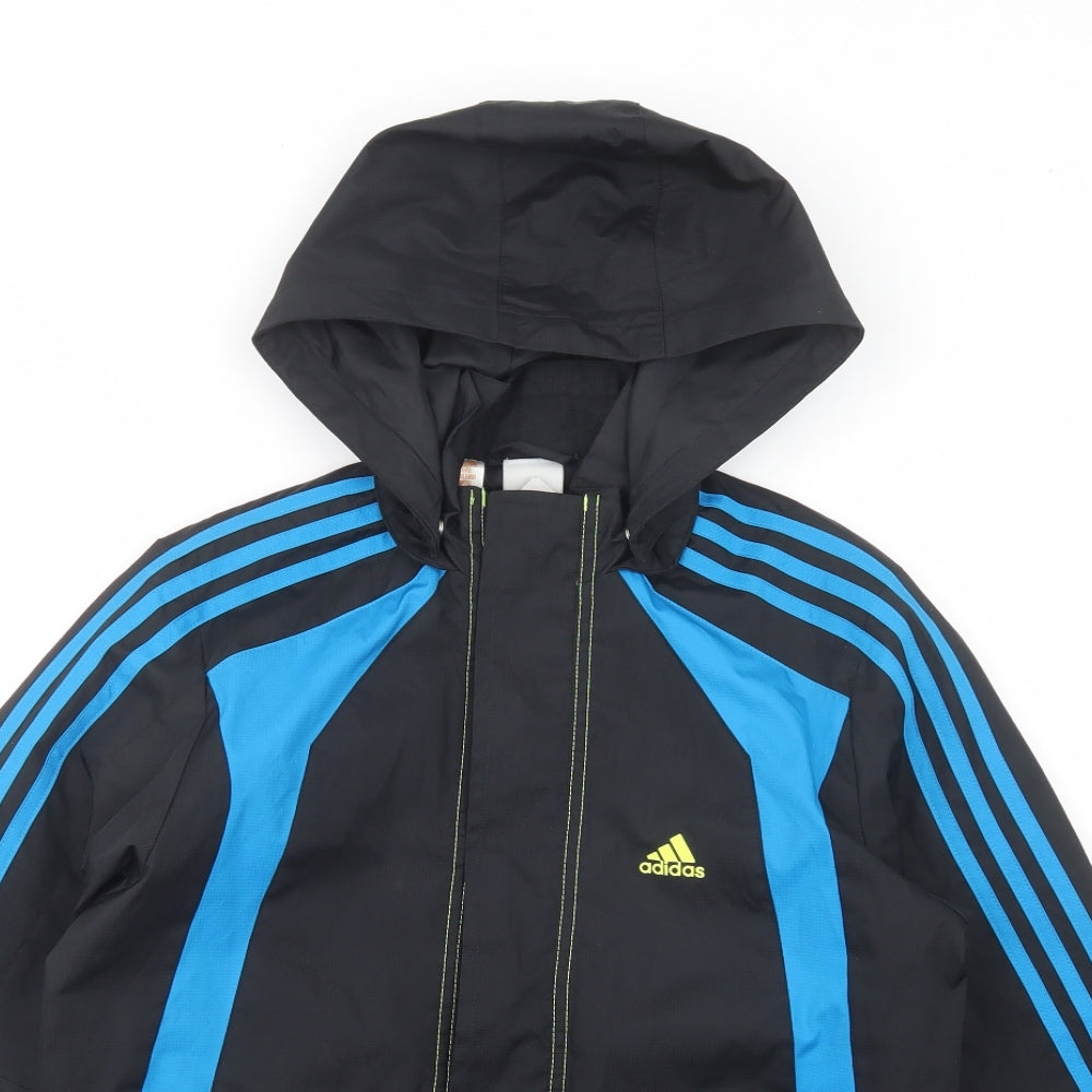 adidas Boys Black Colourblock  Windbreaker Jacket Size 13-14 Years  Zip