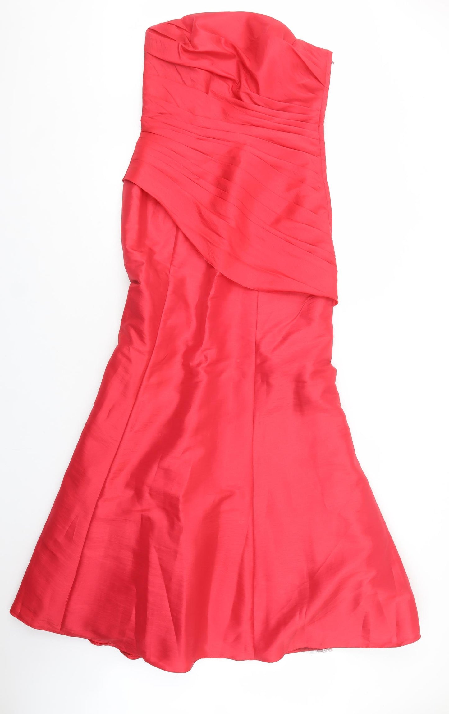 Hilary Morgan Womens Red  Polyester Ball Gown  Size 14  Off the Shoulder Zip