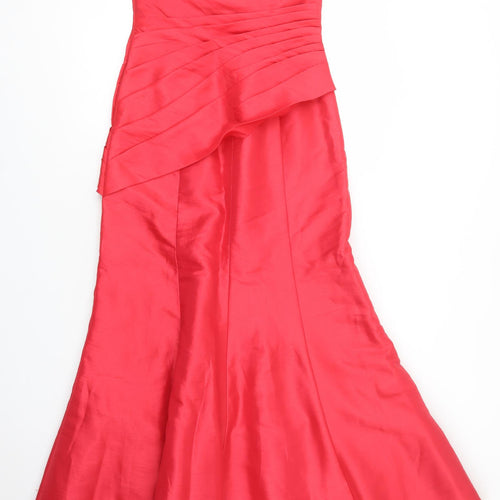 Hilary Morgan Womens Red  Polyester Ball Gown  Size 14  Off the Shoulder Zip