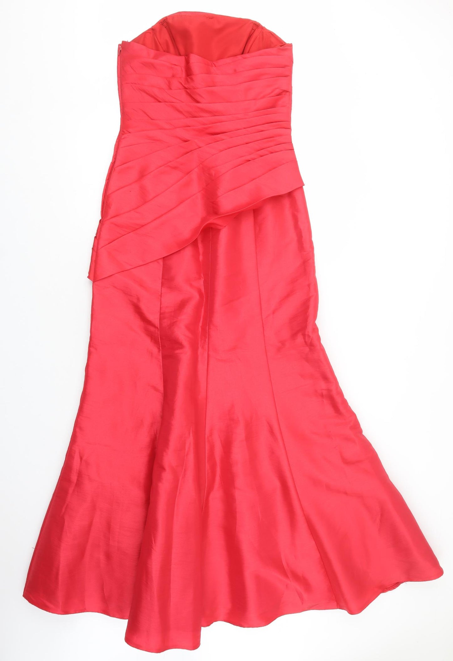 Hilary Morgan Womens Red  Polyester Ball Gown  Size 14  Off the Shoulder Zip