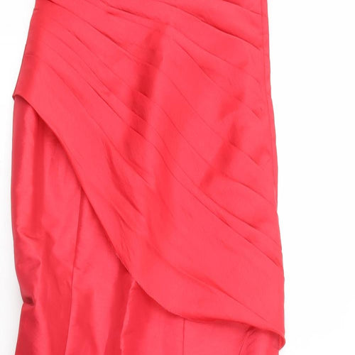 Hilary Morgan Womens Red  Polyester Ball Gown  Size 14  Off the Shoulder Zip
