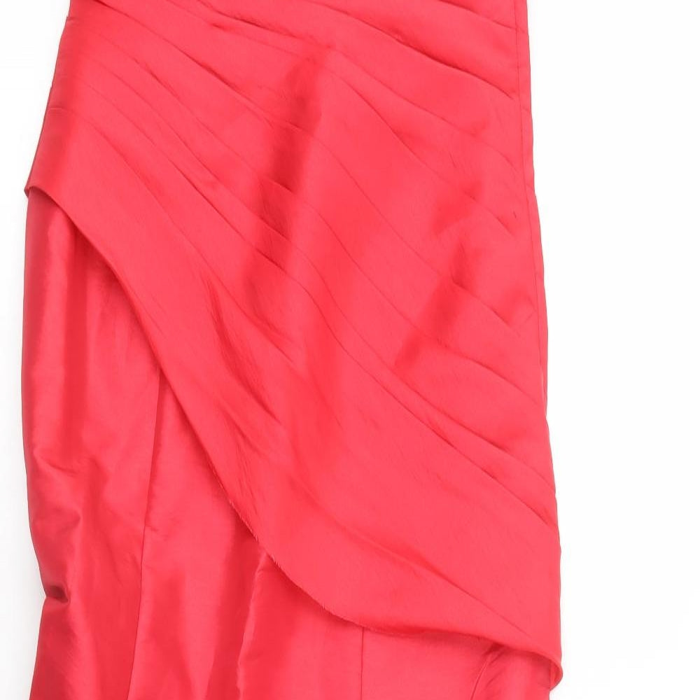 Hilary Morgan Womens Red  Polyester Ball Gown  Size 14  Off the Shoulder Zip