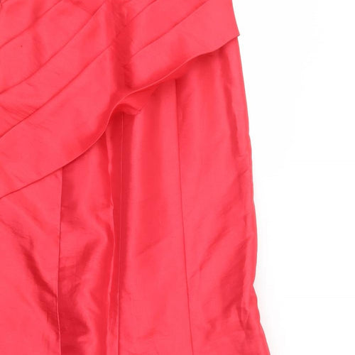 Hilary Morgan Womens Red  Polyester Ball Gown  Size 14  Off the Shoulder Zip