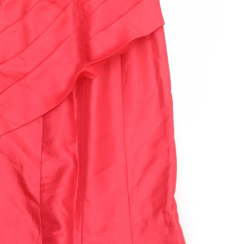 Hilary Morgan Womens Red  Polyester Ball Gown  Size 14  Off the Shoulder Zip