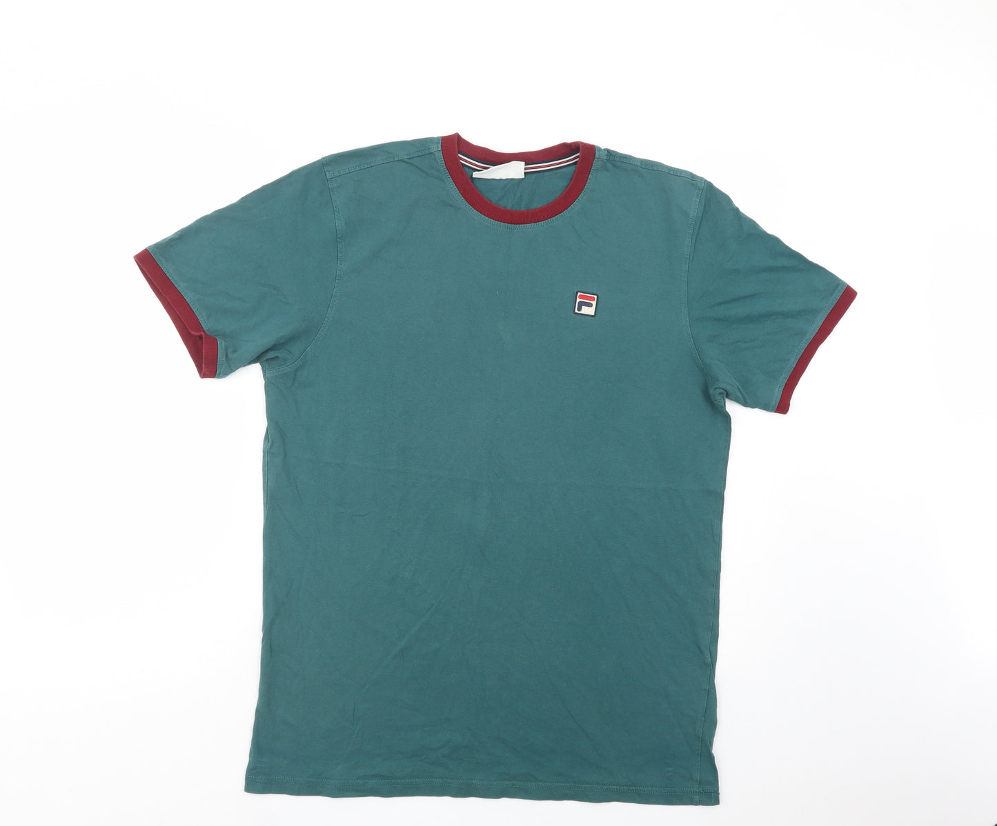 FILA Mens Green  Cotton  T-Shirt Size L Crew Neck