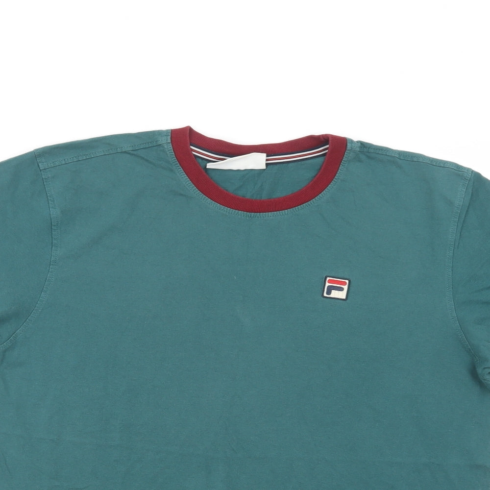 FILA Mens Green  Cotton  T-Shirt Size L Crew Neck