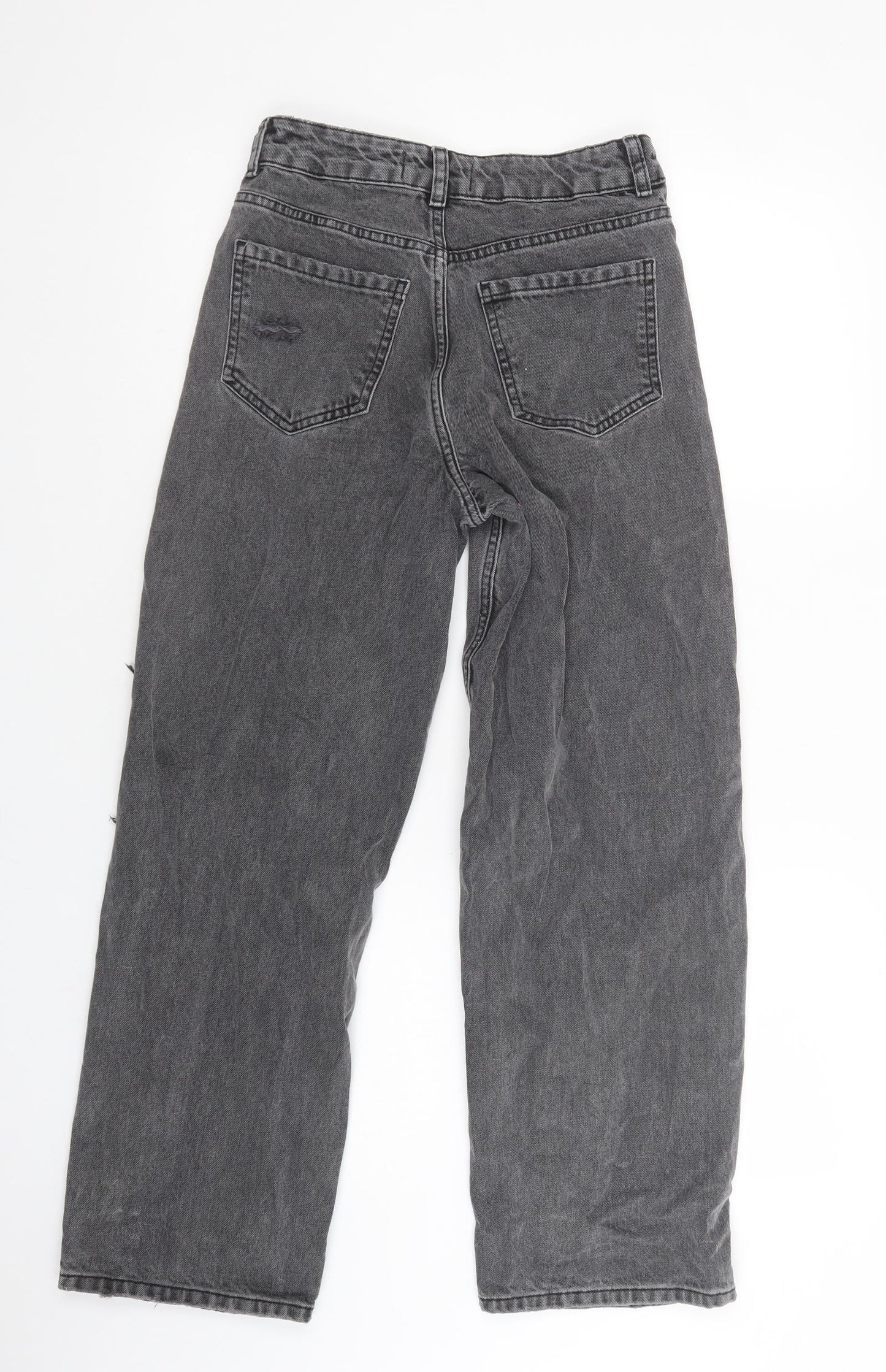 New Look Girls Grey  Cotton Wide-Leg Jeans Size 12 Years  Regular Button