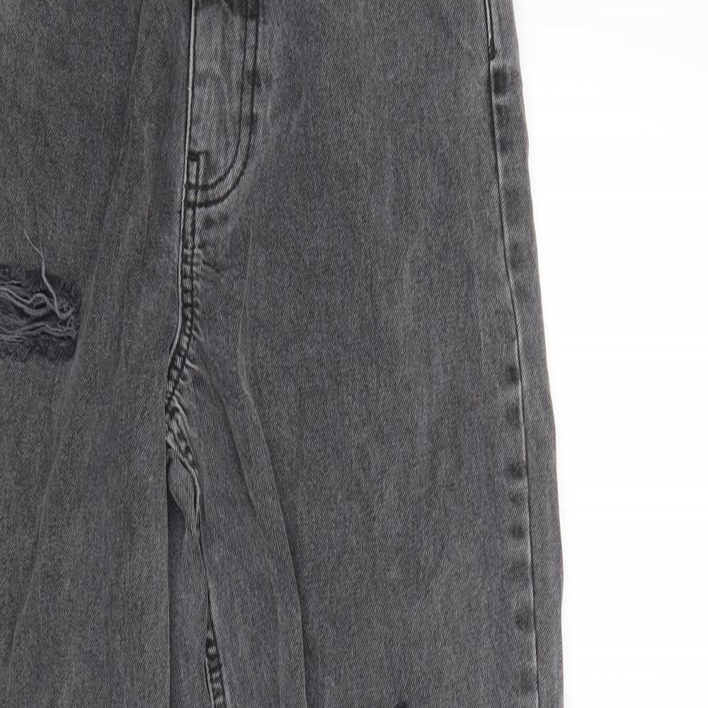 New Look Girls Grey  Cotton Wide-Leg Jeans Size 12 Years  Regular Button