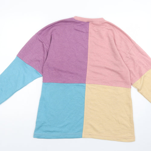 Boohoo Womens Multicoloured Colourblock Polyester Pullover Sweatshirt Size 10  Pullover