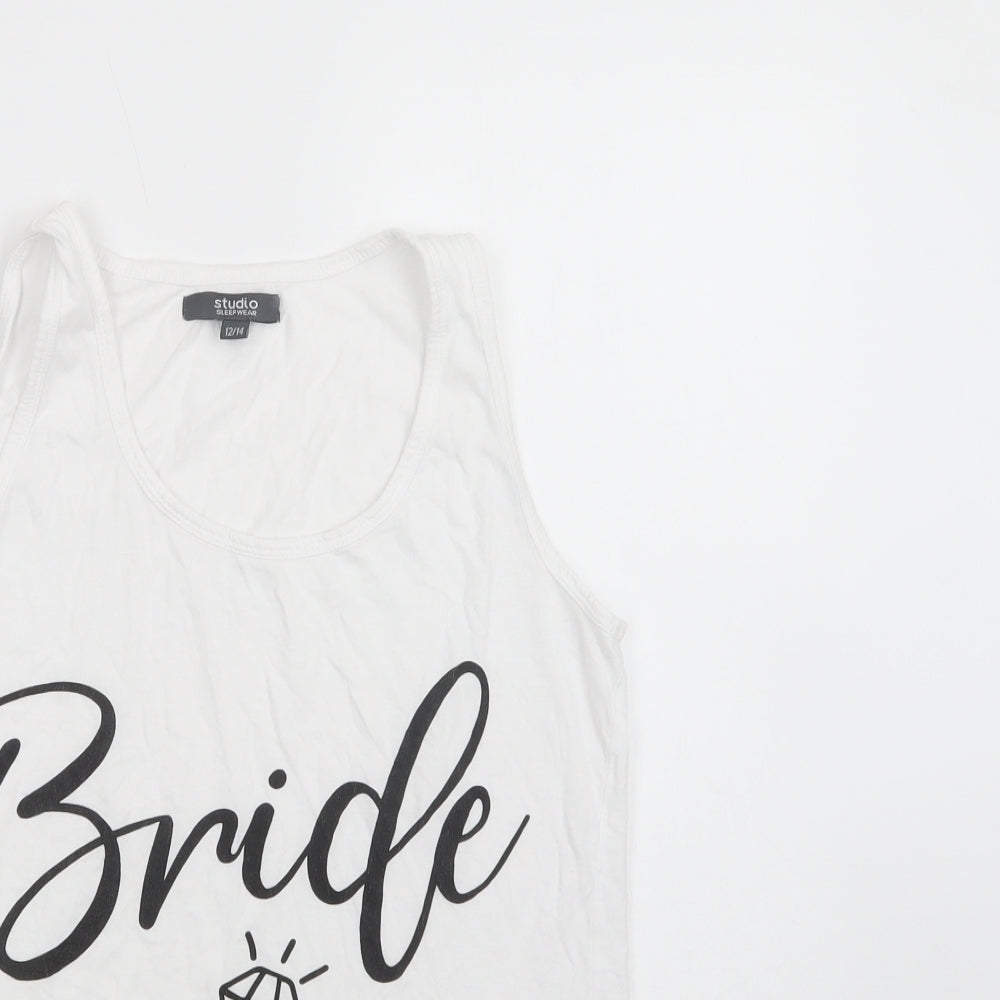 Studio Womens White  Cotton Basic Tank Size 12 Scoop Neck - Bride