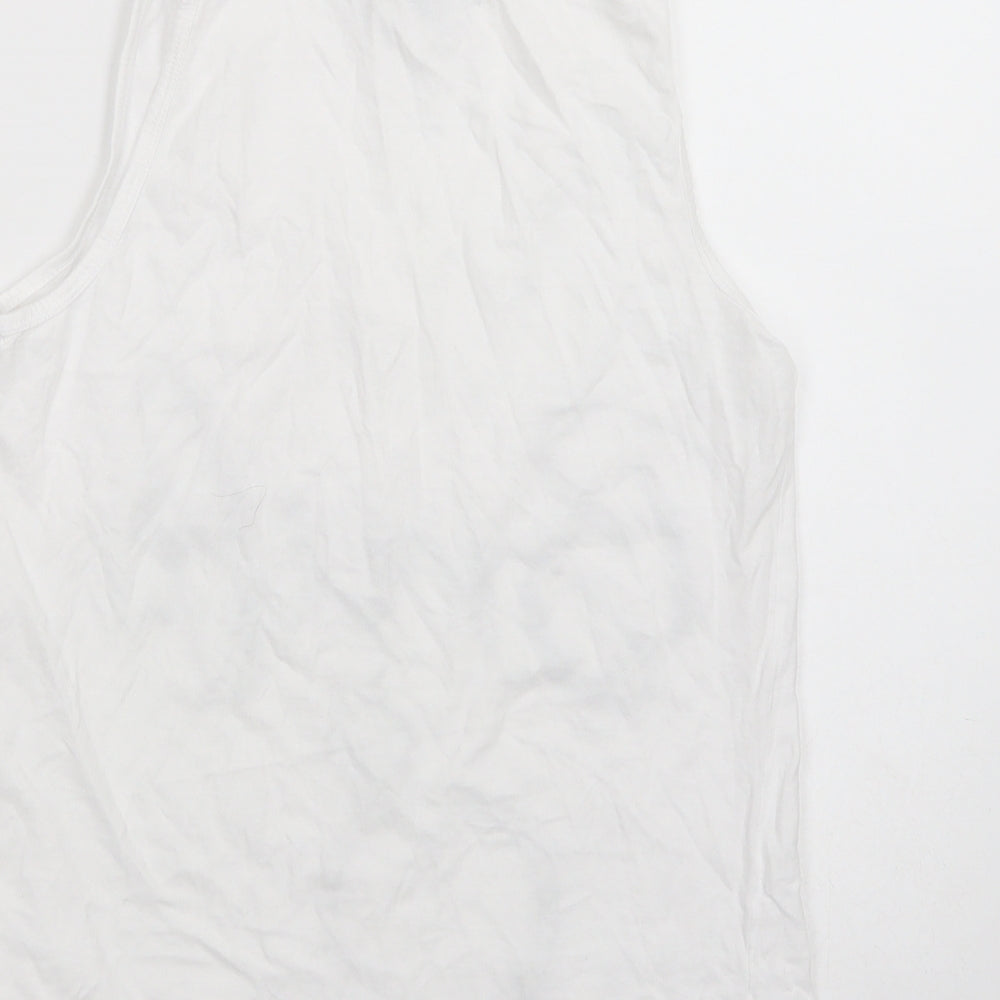 Studio Womens White  Cotton Basic Tank Size 12 Scoop Neck - Bride