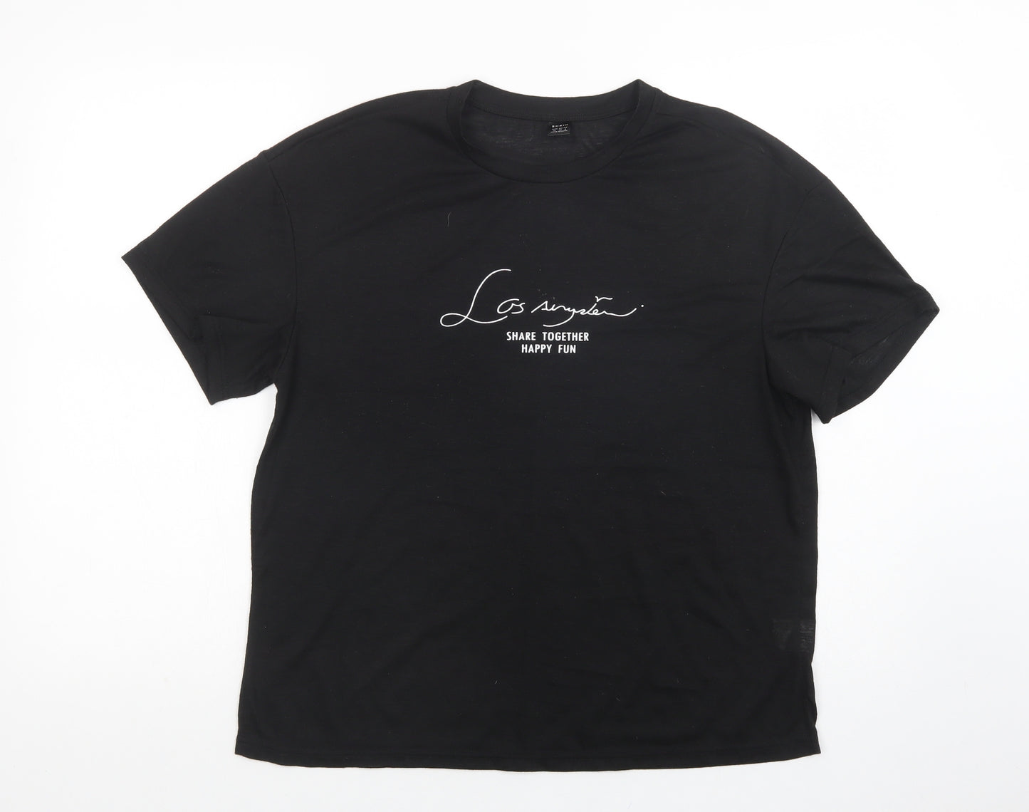 SheIn Womens Black  Polyester Basic T-Shirt Size M Crew Neck - Los Angeles