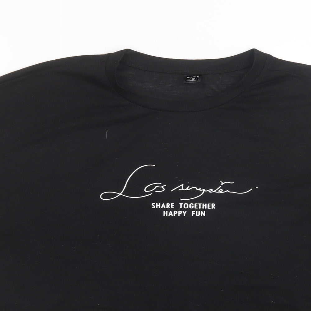 SheIn Womens Black  Polyester Basic T-Shirt Size M Crew Neck - Los Angeles