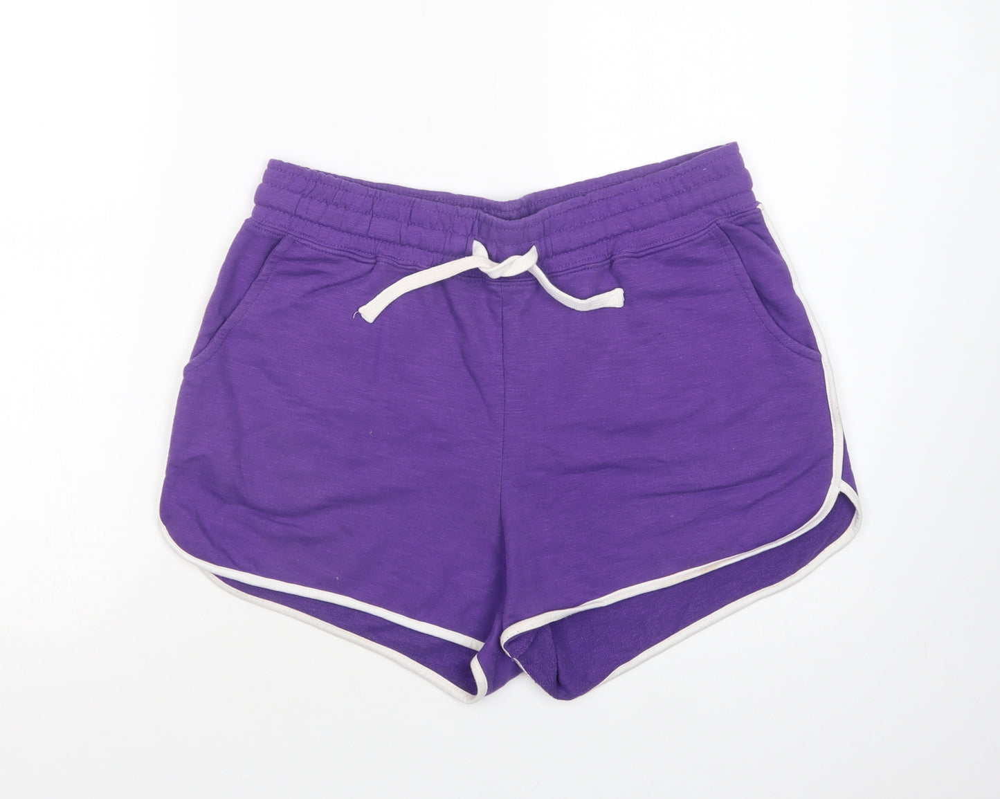 Dunnes Stores Womens Purple  Cotton Sweat Shorts Size M L3 in Regular Drawstring