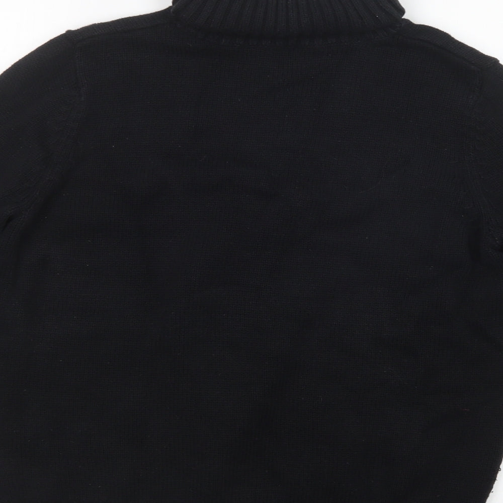 Marks and Spencer Womens Black Roll Neck  Cotton Pullover Jumper Size 16