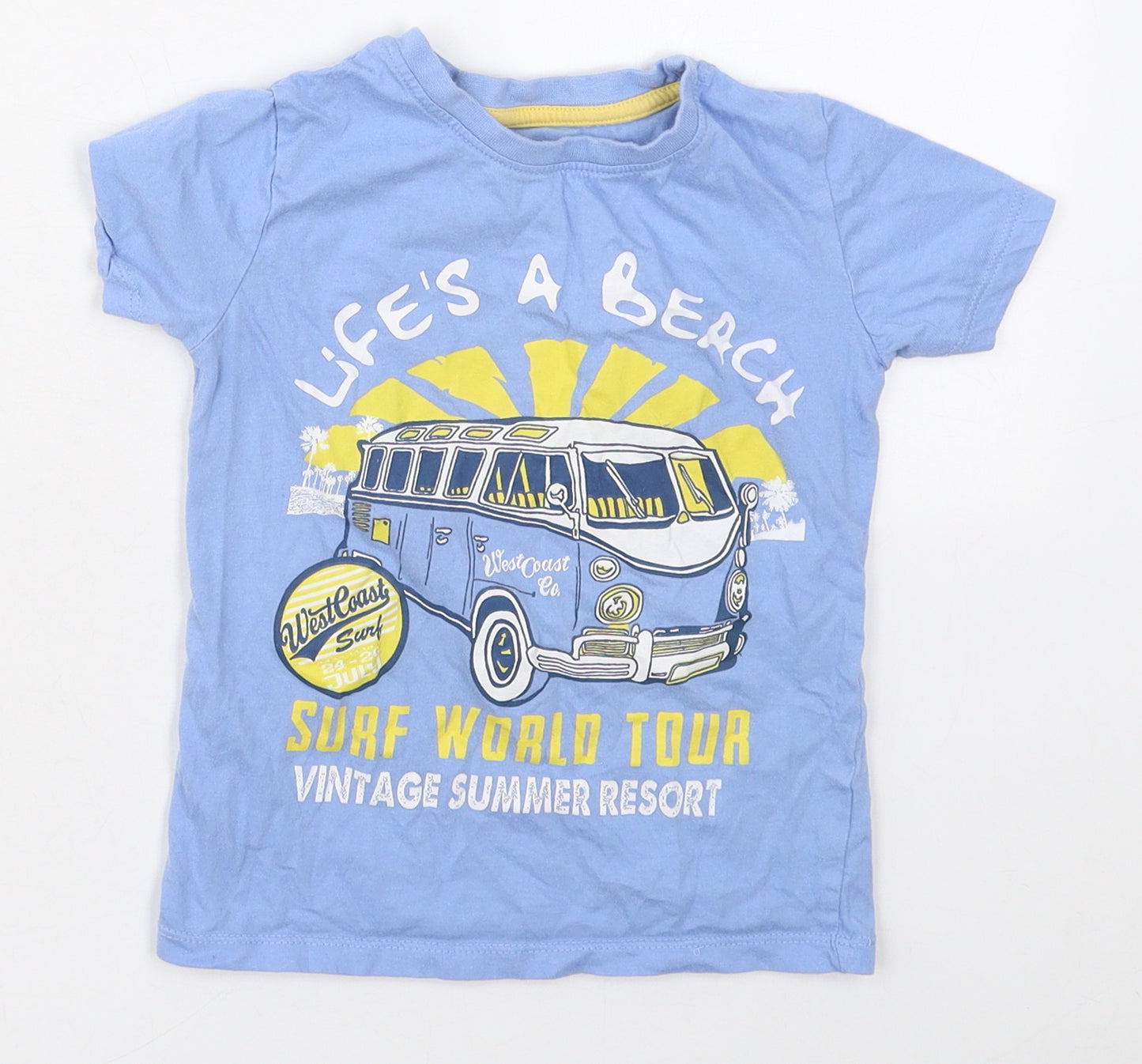 Dunnes Boys Blue  Cotton Basic T-Shirt Size 3 Years Crew Neck Pullover - Life's a Beach