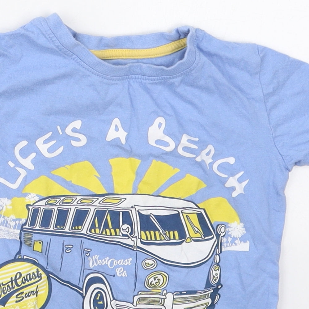 Dunnes Boys Blue  Cotton Basic T-Shirt Size 3 Years Crew Neck Pullover - Life's a Beach