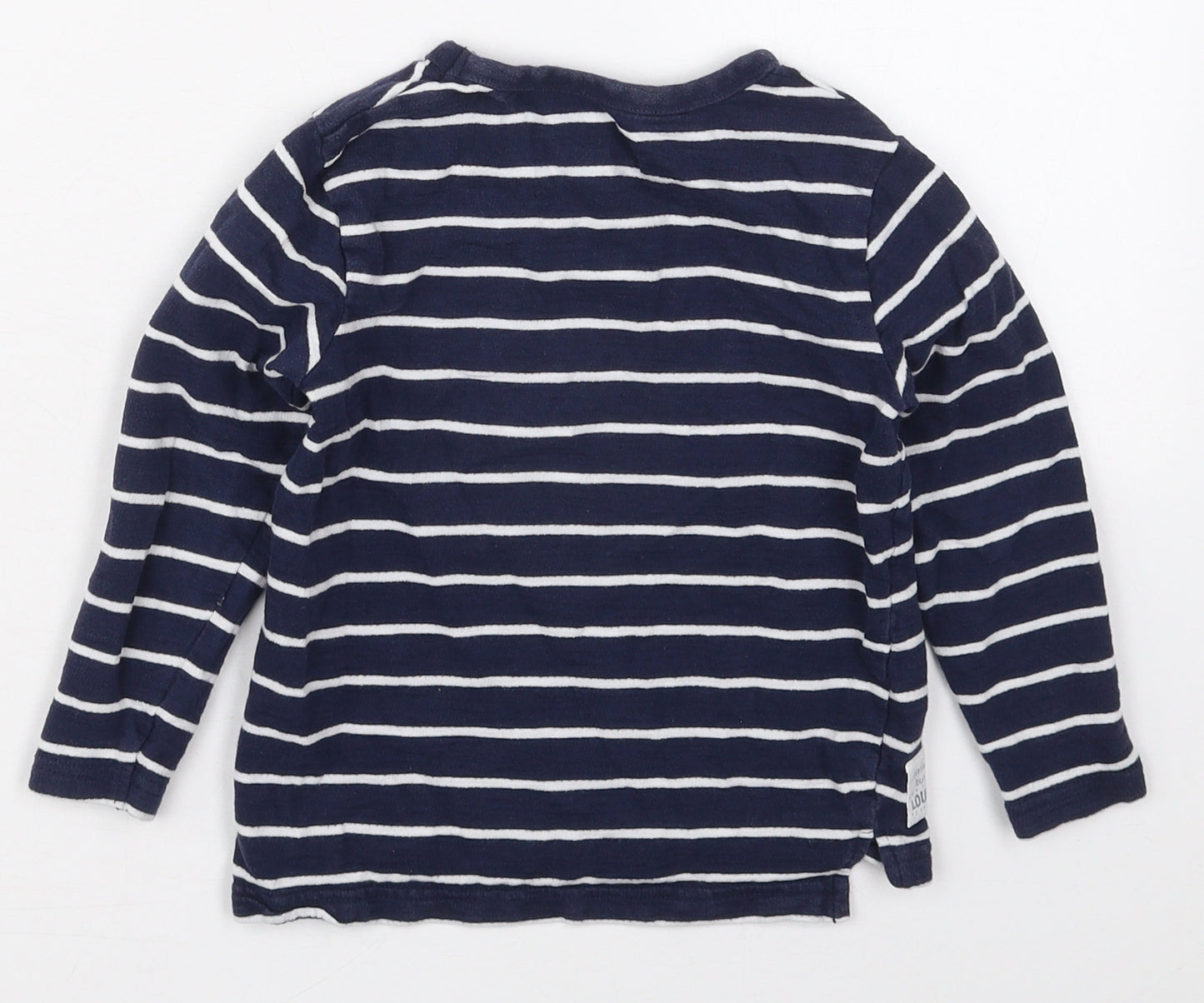 Dunnes Boys Blue Striped Cotton Basic T-Shirt Size 3-4 Years Crew Neck Pullover