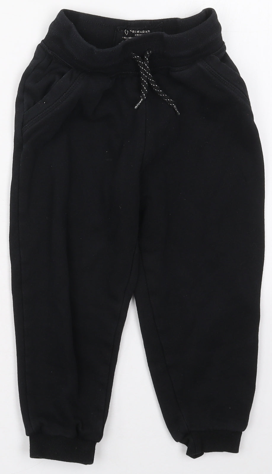 Primark Boys Black  Cotton Sweatpants Trousers Size 5-6 Years  Regular Drawstring