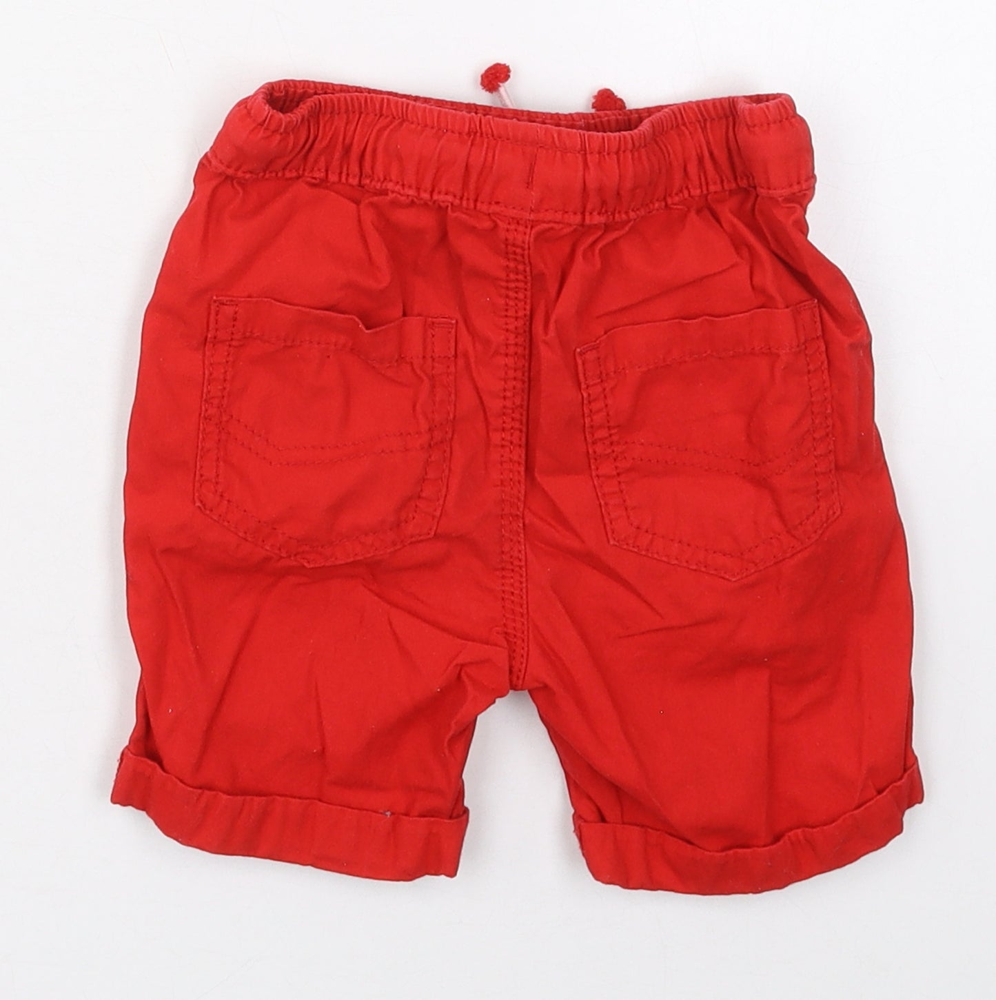 George Boys Red  Cotton Cargo Shorts Size 2-3 Years  Regular Drawstring