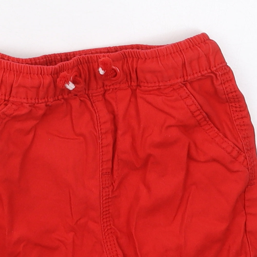 George Boys Red  Cotton Cargo Shorts Size 2-3 Years  Regular Drawstring